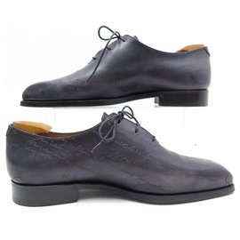 Berluti-CHAUSSURES BERLUTI  RICHELIEU SCRITTO 3 OEILLETS 6.5 40.5 CUIR EMBAUCHOIRS-Gris anthracite