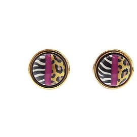 NUOVI ORECCHINI FREY WILLE CABOCHON ZEBRE LEPARD ZEBRA ORECCHINI D'oro