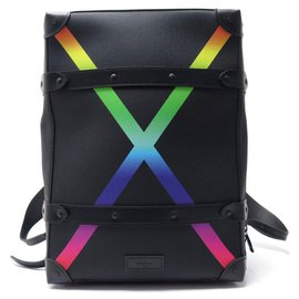 Louis Vuitton-NEW LOUIS VUITTON VIRGIL ABLOH BACKPACK SOFT TRUNK M30337 Taïga Leather-Black