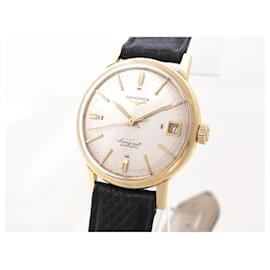 Longines-VINTAGE LONGINES CONQUEST CALENDAR WATCH 35 MM MECHANICAL YELLOW GOLD 18K WATCH-Golden