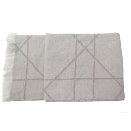 NEUF PLAID DIOR COUVERTURE A FRANGES CANNAGE CACHEMIRE TAUPE + BOITE COVER Taupe