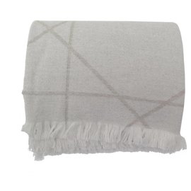 Dior-NEUF PLAID DIOR COUVERTURE A FRANGES CANNAGE CACHEMIRE TAUPE + BOITE COVER-Taupe