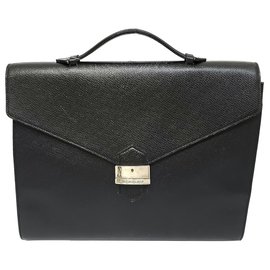 Yves Saint Laurent Porte-documents en cuir noir YSL Noir