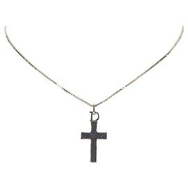 Colar Dior com Pingente de Cruz de Prata Prata