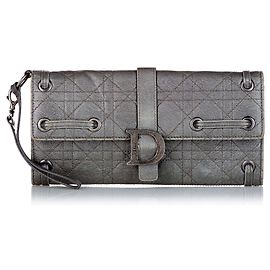 Cartera Dior de piel gris Cannage Gris