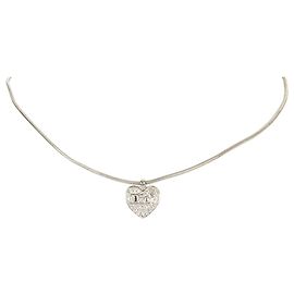 Collar con colgante de plata con logo de corazón Dior Plata