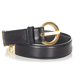 Salvatore Ferragamo Cintura Ferragamo Gancini in Pelle Nera Nero D'oro