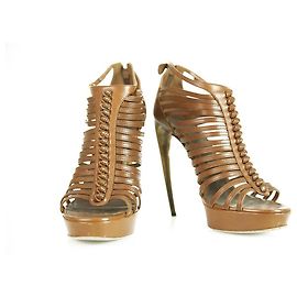 Alexander McQueen Tan Brown Gladiator High Heel Plateau Sandalen Schuhe Größe 38 Kastanie