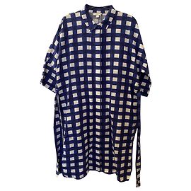 Cos Kariertes Hemdkleid Aus weiß Dunkelblau