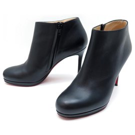 Christian Louboutin-CHRISTIAN LOUBOUTIN BELLE SHOES 37 BLACK LEATHER ANKLE BOOTS-Black