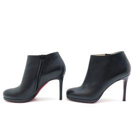 Christian Louboutin-CHRISTIAN LOUBOUTIN BELLE SHOES 37 BLACK LEATHER ANKLE BOOTS-Black