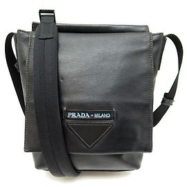 PRADA MESSENGER BORSA A SPALLA IN PELLE NERA BORSA A MANO Nero