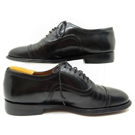 Church's-CHURCH'S RICHELIEUS STRAIGHT TOE SHOES 6.5F 41 BLACK LEATHER SHOES-Black