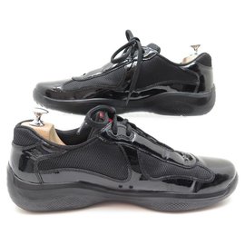 Prada-NEW PRADA sneakers SHOES 9 It 44 FR IN BLACK PATENT LEATHER SNEAKERS SHOES-Black