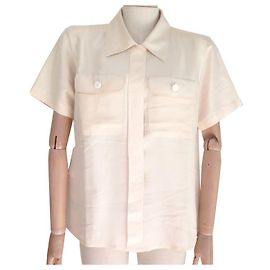 CAMICIA MANICHE CORTE YVES SAINT LAURENT T 44 L SETA CAMICIA IN SETA BEIGE Beige
