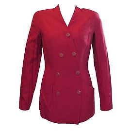 KARL LAGERFELD lined-BREASTED JACKET 38 M RED SILK WOMEN RED SILK JACKET Red