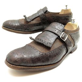 Church's-NEW CHURCH'S SHANGHAI SHOES 9 43 CROCODILE LEATHER LOAFERS SHOES-Brown