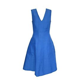 ROBE PAUL SMITH MI LONGUE SANS MANCHES 40 IT 36 FR S LIN BLEU LINEN DRESS Bleu