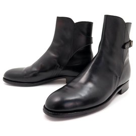 JM Weston-JM WESTON JODHPUR SHOES 740 Boots 8.5D 42.5 BLACK LEATHER BUCKLE BOOT-Black