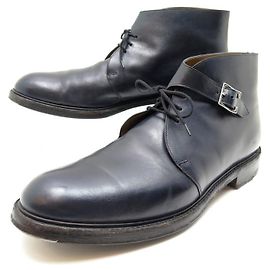 CHAUSSURES JOHN LOBB COMBE 9.5E 43.5  BOTTINES A BOUCLE CUIR BLEU BOOTS Bleu Marine