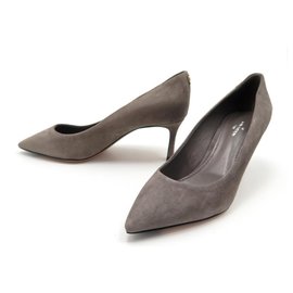 Louis Vuitton-LOUIS VUITTON RENDEZ VOUS PUMPS SHOES 36 GRAY SUEDE GRAY PUMP SHOES-Grey