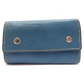 Hermès HERMES MULTICLES KEY RING IN BLUE GOAT LEATHER BLUE LEATHER KEY RING Blue