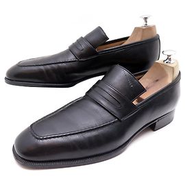 AUBERCY SHOES 9.5E 43.5 BLACK LEATHER LOAFERS SHOES Black