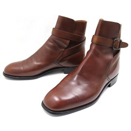 JM Weston-JM WESTON JODHPUR SHOES 722 8.5E 42.5 BROWN LEATHER ANKLE BOOTS-Brown