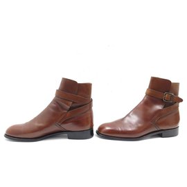 JM Weston-JM WESTON JODHPUR SHOES 722 8.5E 42.5 BROWN LEATHER ANKLE BOOTS-Brown