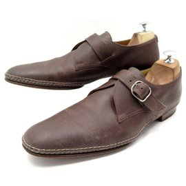 Hermès-Hermes shoes 44 BROWN LEATHER LOAFERS SHOES-Brown