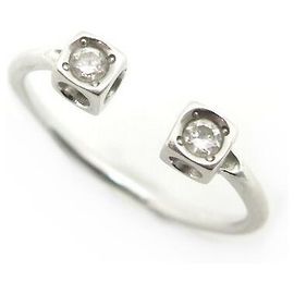 DINH VAN LE CUBE RING  208512 54 WHITE GOLD 18K & DIAMOND + GOLD RING BOX Silvery