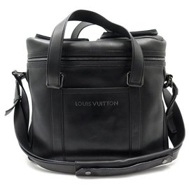 Louis Vuitton-TRES RARE SAC DE VOYAGE A MAIN LOUIS VUITTON 2 WAY DJ BAG EN CUIR BEQUIA NOIR-Noir