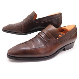 JM Weston-JM WESTON MOCASSINS CONTI SHOES 436 7.5D 41.5 LEATHER PRESSURE LOAFERS-Brown