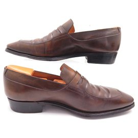 JM Weston-JM WESTON MOCASSINS CONTI SHOES 436 7.5D 41.5 LEATHER PRESSURE LOAFERS-Brown