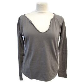 Zadig & Voltaire ZADIG E VOLTAIRE TUNISIAN T-SHIRT COM MANGA LONGA 40 M IN GREY VISCOSE TOPO Cinza