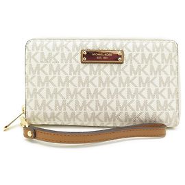 NEW WALLET MICHAEL KORS JET SET TRAVEL CANVAS MONOGRAM NEW WALLET White