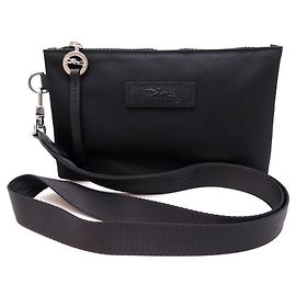 NEW LONGCHAMP FOLDING POUCH NEO 34096598001 CANVAS BAG POUCH STRAP Black