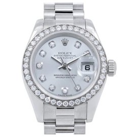 Rolex-Reloj Rolex Diamond Bezel Datejust para mujer-Plata