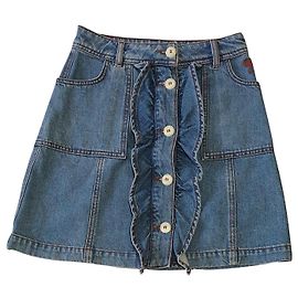 Saia jeans Ganni Benedict azul algodão Azul