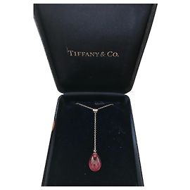 Tiffany & Co Weißgold Rubellit Halskette Weiß