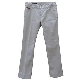 Jeans Gucci de Cintura Baixa Creme Algodão Cru