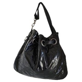 Christian Dior-Quilted patent leather tote bag-Black