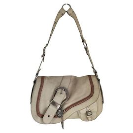 Christian Dior Gaucho handbag in off-white leather Eggshell