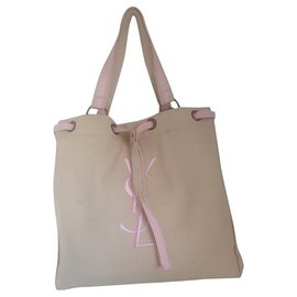 Yves Saint Laurent-YVES SAINT LAURENT fabric handbag-Cream
