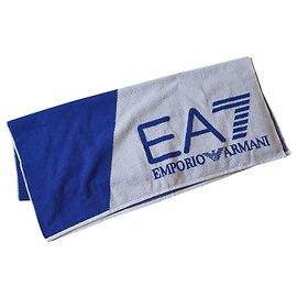 Toalla de playa Emporio Armani de algodón Blanco Azul Blanco Azul