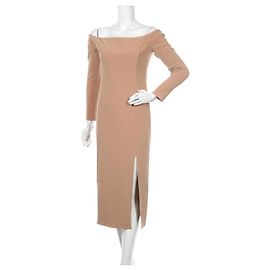 Autre Marque Bec & Bridge Off Shoulder Midi Dress Caramel Beige Caramel