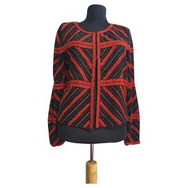 Marc Cain Sequins Blazer Red and Black Black Red