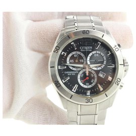 Citizens of Humanity-gn-4w-s Silver x Black Eco-Drive Men's Chronograph Watch-Other