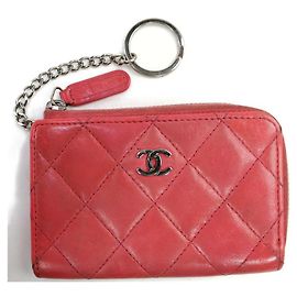 Chanel Pink Quilted Lambskin Key Pouch Keychain Other