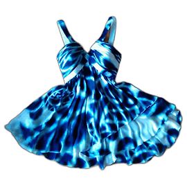 ROBERTO CAVALLI BLANC & BLEU ROBE EN SOIE DOS OUVERT Multicolore